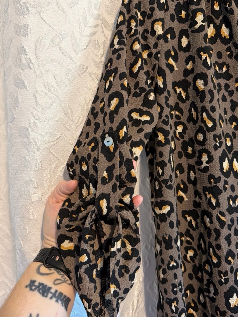 entro Leopard-Print Cardigan in Brown, Black & Gold